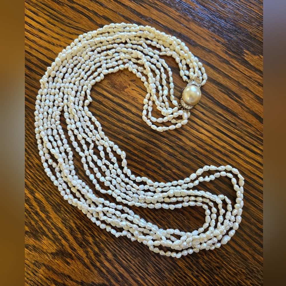 Vintage 30 Inch Freshwater Rice Pearls 6 Strand